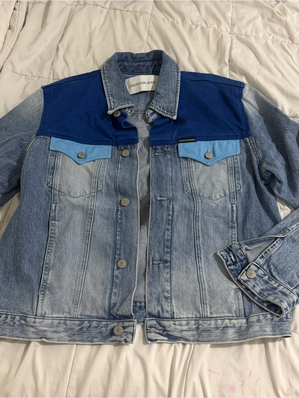 Calvin Klein Jeans Light and Royal Blue Two-Tone Denim Jacket